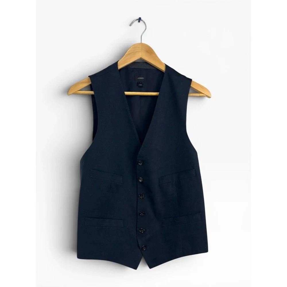 J Crew Larusmiani Mens Vest Waistcoat Small Navy Blue Italy Preppy Academia